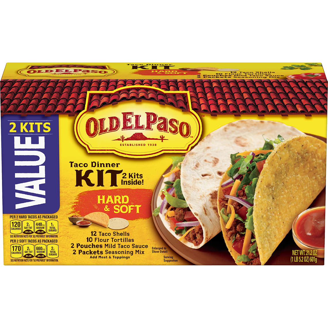 Old El Paso Taco Dinner Kit Hard Soft 21 oz Box